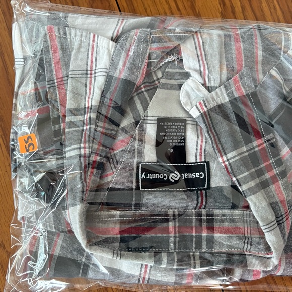 Casual Country Shirt Men's XL Black White Red Button Up Plaid Western Pearl Snap - Picture 8 of 8